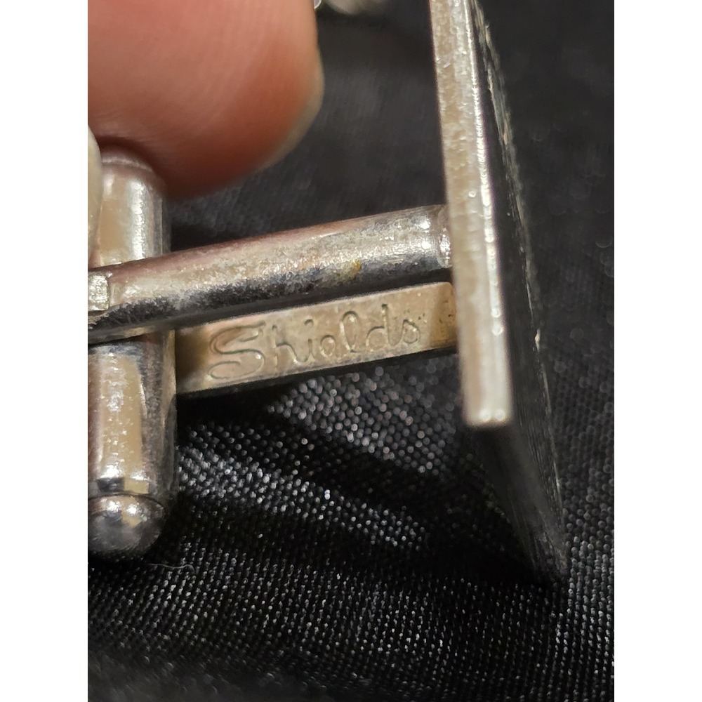 Vintage Shields Rectangular Cufflinks Signed Silv… - image 3